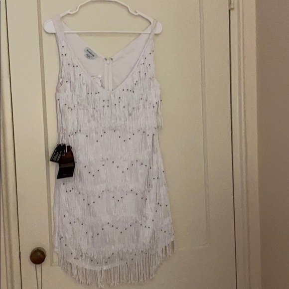 NWT Bebe white dress with fringes size: M - Picture 1 of 9